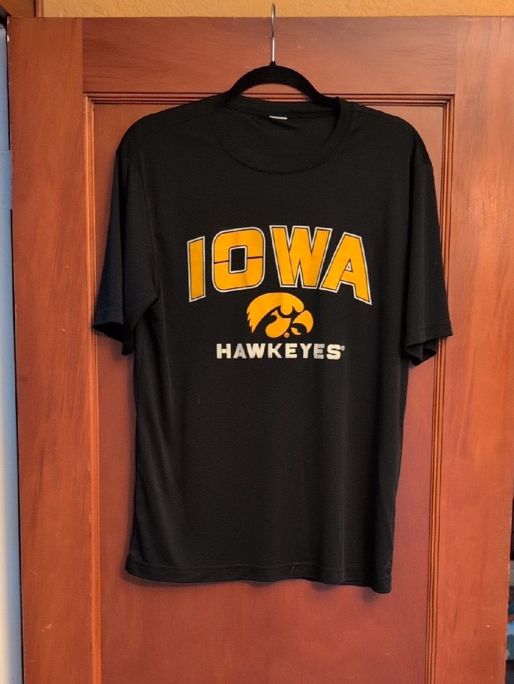 Iowa Hawkeyes Black Tee with Gold Logo